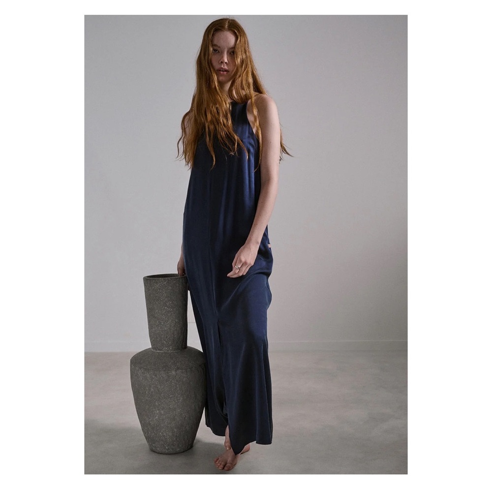 🛑 SOLD 🛑 New! LUNYA Racer Washable Silk Slit Maxi Dress - Picture 3 of 14